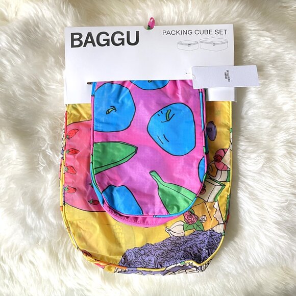 NWT Baggu Packing Cube Set - Still Life (Apples & Bananas, Patisserie) - Picture 2 of 5